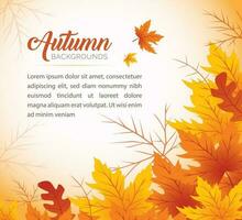 Autumn Leaves Background, Hand Drawn Flat Autumn Background, Maple Leaf Autumn Background