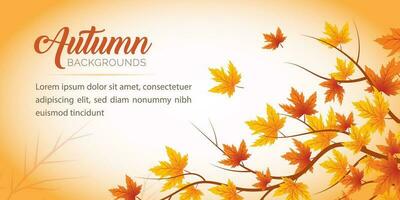 Autumn Leaves Background, Hand Drawn Flat Autumn Background, Maple Leaf Autumn Background