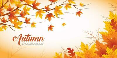 Autumn Leaves Background, Hand Drawn Flat Autumn Background, Maple Leaf Autumn Background