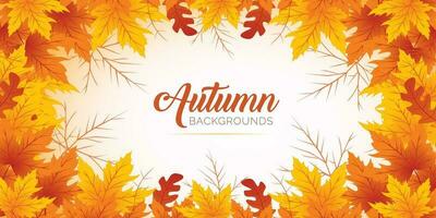 Autumn Leaves Background, Hand Drawn Flat Autumn Background, Maple Leaf Autumn Background