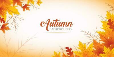 Autumn Leaves Background, Hand Drawn Flat Autumn Background, Maple Leaf Autumn Background vector