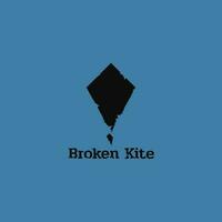 Black kite logo with broken shape. vector