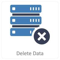 Eliminar datos y eliminar datos icono concepto vector