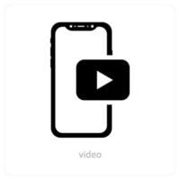 vídeo y teléfono icono concepto vector