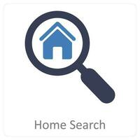 hogar buscar y buscar hogar icono concepto vector