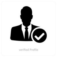 verificado perfil y perfil icono concepto vector