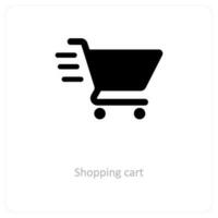 compras carro y carretilla icono concepto vector