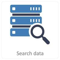 search data and hard disk icon concept vector