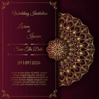 vintage invitation card, with mandala ornament vector