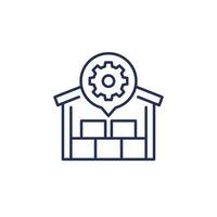 warehouse, distribution optimization icon, line vector