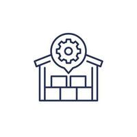 warehouse, distribution optimization icon, line vector