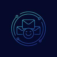 emails and happy emoji icon, linear design vector