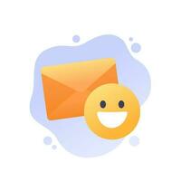 email and happy emoji icon, vector design