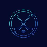 Ice hockey icon, linear design vector