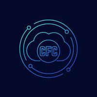 CFC gas icon with a cloud, linear design vector