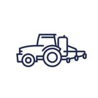 tractor, tractor con rociador línea icono vector