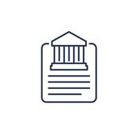 Bank document line icon on white vector