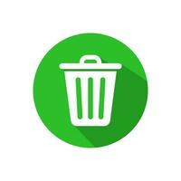 reciclar compartimiento, basura lata icono vector en plano concepto