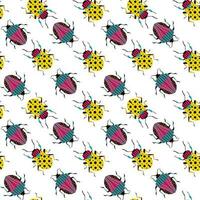 Funny bright beetles. Seamless pattern with cartoon element. vector