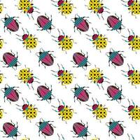 Funny bright beetles. Seamless pattern with cartoon element. vector