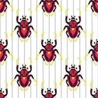 Big bugs on the stripe background. Seamless pattern with cartoon elements. vector