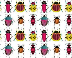 Lots of different bugs. Seamless pattern with cartoon element vector