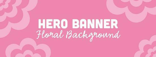 Floral Hero Image, Pink Background Template with Copy Space and Flowers Background. vector