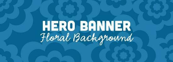 Floral Backdrop Hero Image, Blue Background Template with Copy Space and Flowers Background. vector