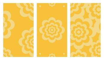 Set of Social Media Vertical Stories Templates, Yellow Floral Backgrounds, With Copy Space For Text. vector