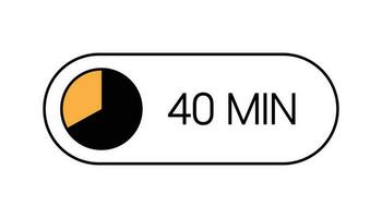 40 Minutes Timer UI UX Design Icon, Modern Minimal Look. Clock, Stop Watch Button, Showing Forty Minutes State. vector