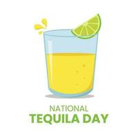 Vector graphic of A glass of tequila with slice of lime suitable for National Tequila Day, July 24