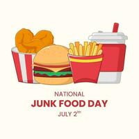 Vector graphic of Pile of junk food and drink icon. Group of fried and sweet food drawing suitable for National Junk Food Day