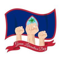 Vector graphic of Guam Liberation Day artwork for greeting card with clenched fist and ribbon