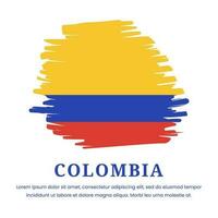 Vector graphic of flag Colombia on white background. Brush strokes drawn by hand. Independence Day