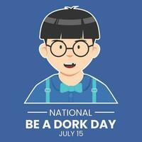Someone who looks messy with toothless teeth, big glasses, geeky clothes, suitable for National Be A Dork Day July 15 vector