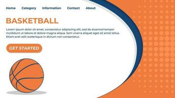 Landing page banner template. Basketball realistic 3d illustration, Sport interface concept. Vector layout design