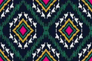 ikat floral cachemir bordado en negro fondo.ikat étnico oriental sin costura modelo tradicional.azteca estilo resumen vector ilustración.diseño para textura,tela,ropa,envoltura,decoración.