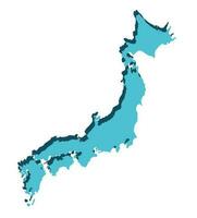 Japan map 3d color map vector