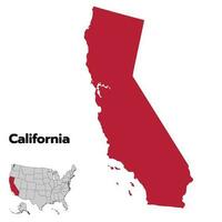 California map with color outline. Map of California. vector