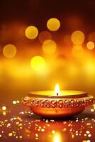 illustration of Puthandu Diwali Hindus background with gold ornament and bokeh background color, for Tamil New Year celebration, card, poster photo