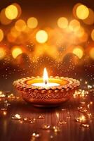 illustration of Puthandu Diwali Hindus background with gold ornament and bokeh background color, for Tamil New Year celebration, card, poster photo