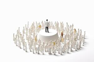 Generative AI illustration of HR manager or human resources. Leader stands out from crowd. photo