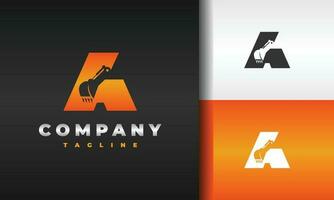 letter a excavator logo vector