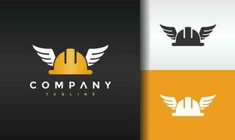 wing construction hat logo vector