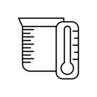 Beaker glass with thermometer icon vector