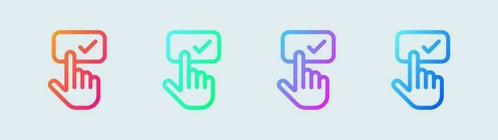 Subscribe line icon in gradient colors. Follow button signs vector illustration.