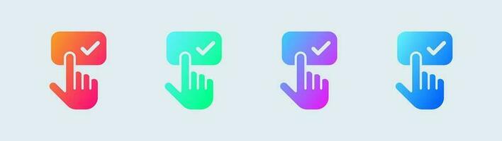 Subscribe solid icon in gradient colors. Follow button signs vector illustration.