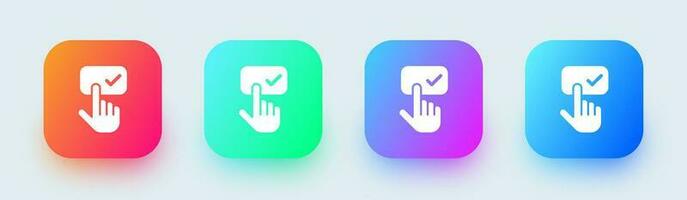 Subscribe solid icon in square gradient colors. Follow button signs vector illustration.