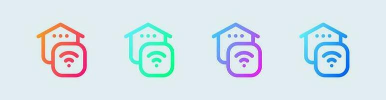 Smart home line icon in gradient colors. House technology signs vector illustration.