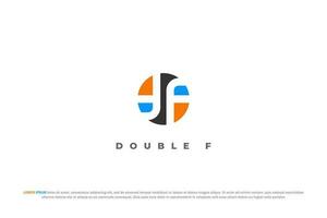 logo letter f double circle vector